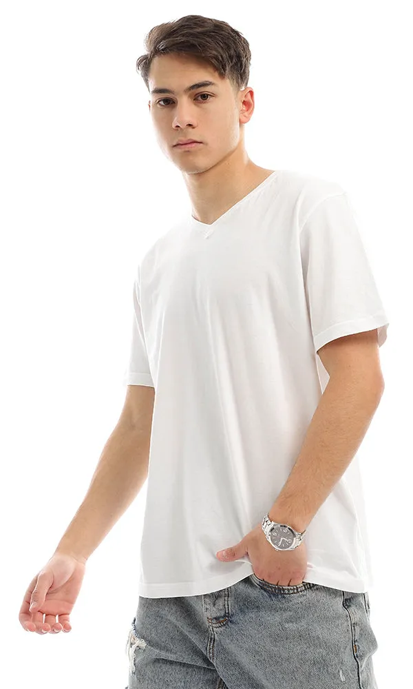 21218 Slip On V-Neck Standard Fit Off-Whit Tee