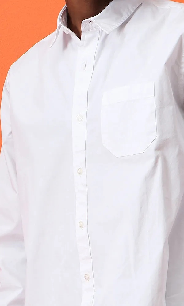 33531 Basic Long Sleeves Solid Shirt - White