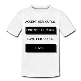 Accept Her Curls Boys T-Shirt (Black Print)