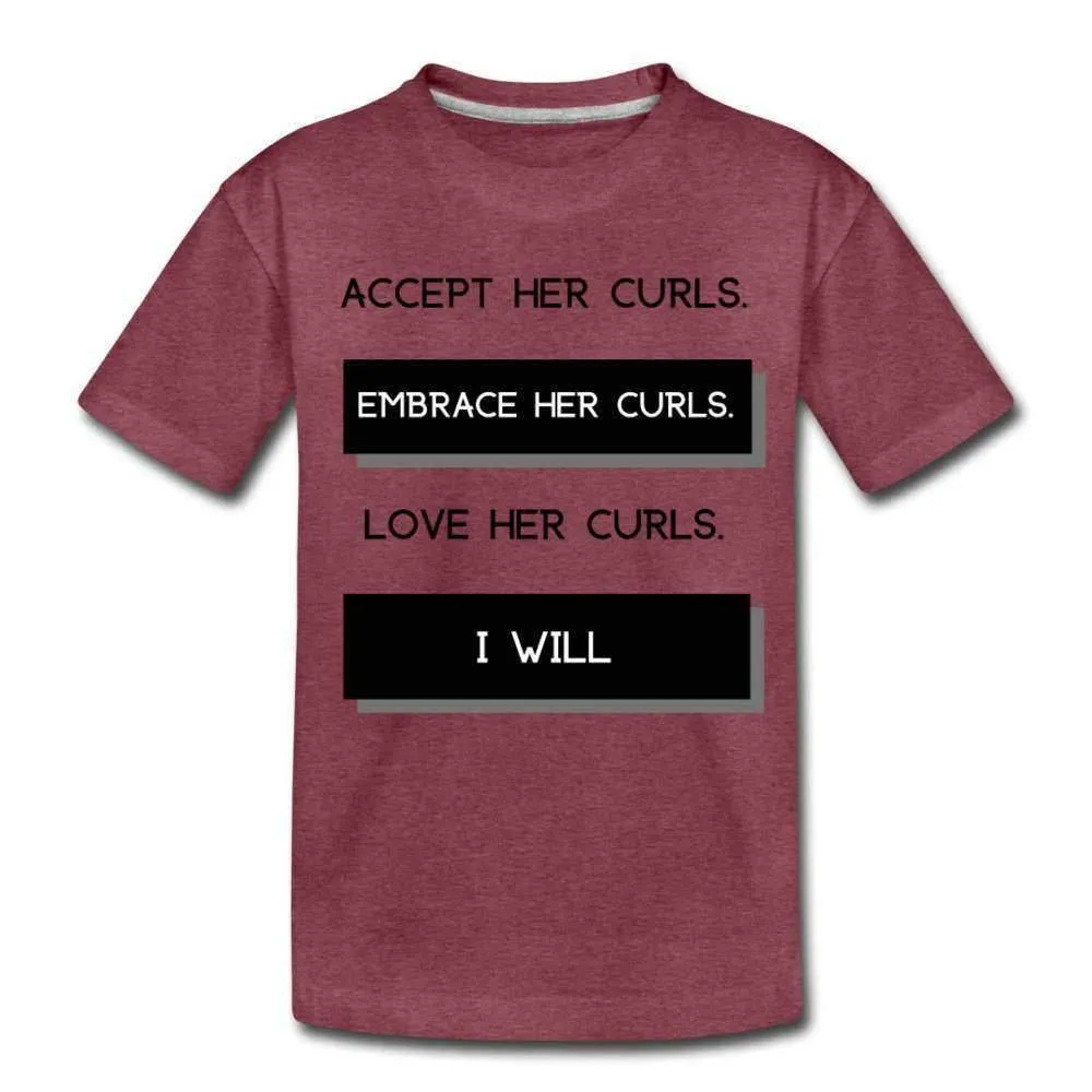 Accept Her Curls Boys T-Shirt (Black Print)