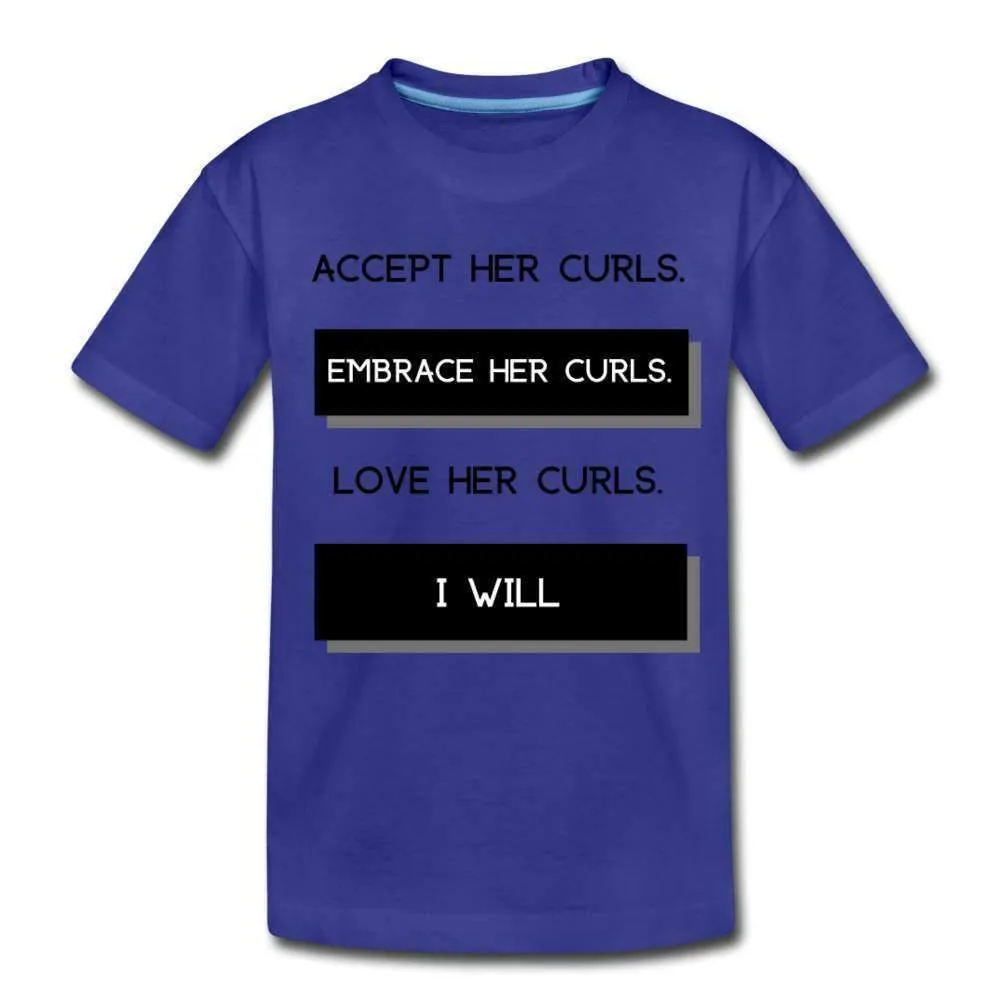 Accept Her Curls Boys T-Shirt (Black Print)