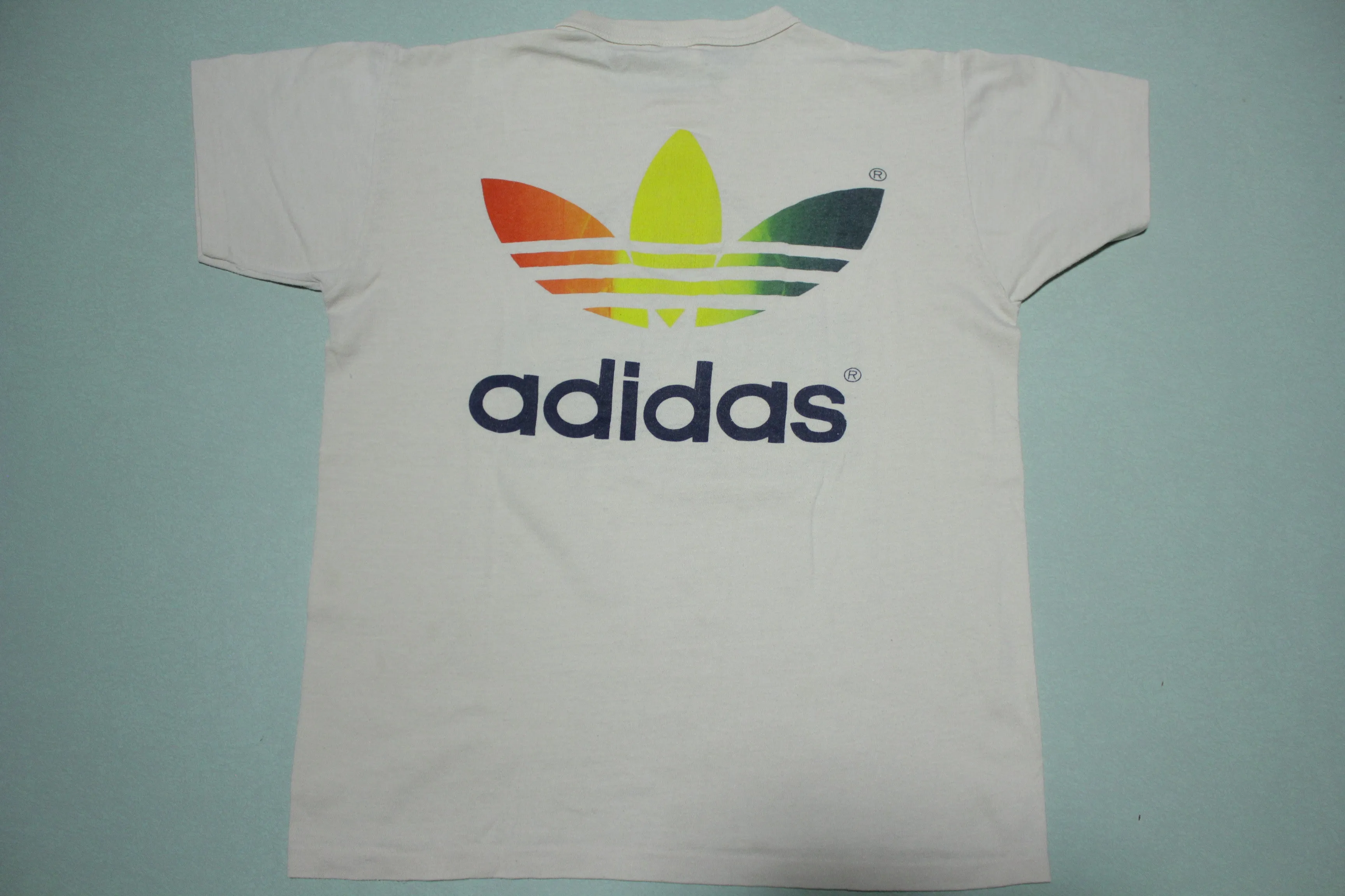 Adidas Rainbow Trefoil Vintage Early 80's Wapato Point Fun Run Manson T-Shirt