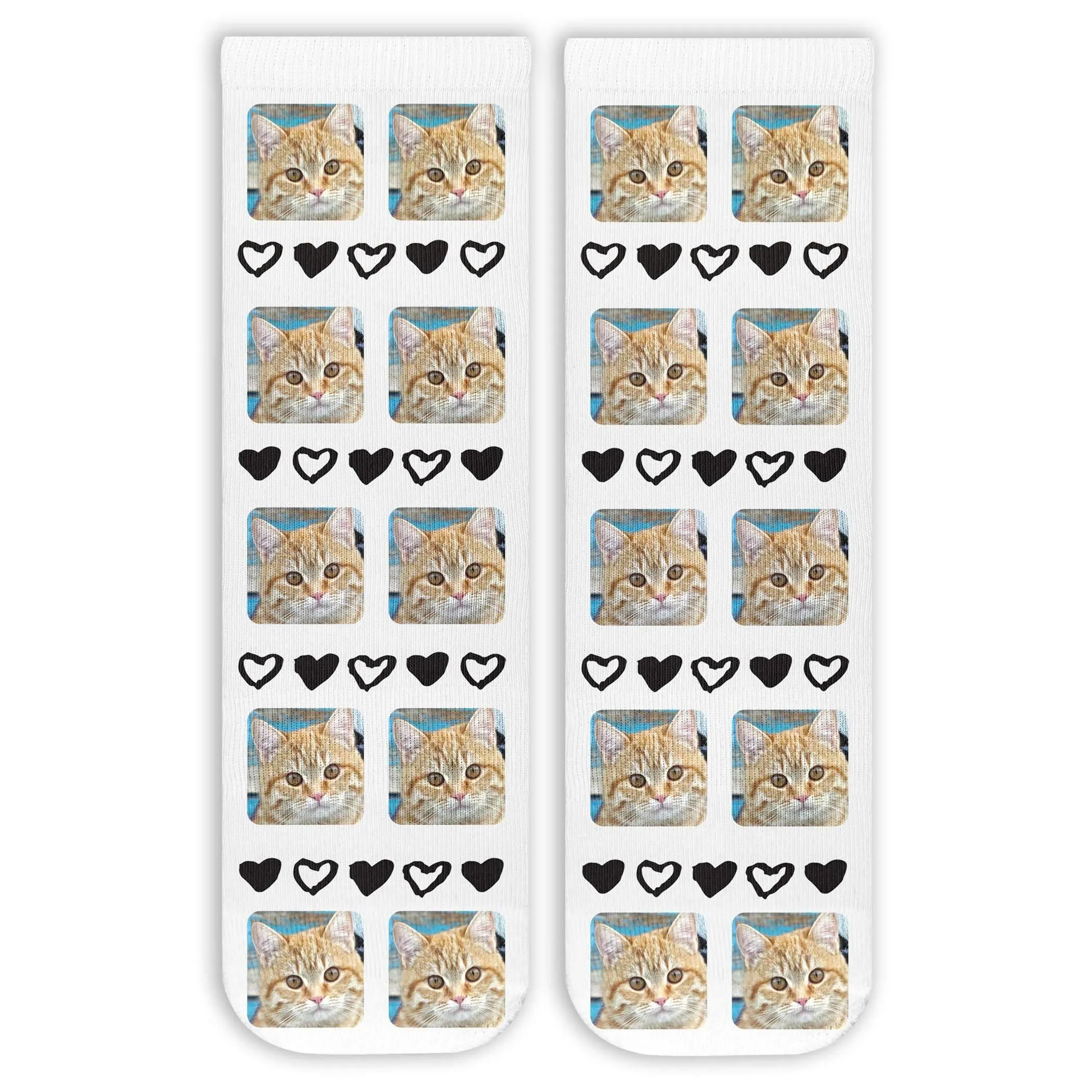 All Over Hearts and Faces Design on Unisex Short Crew Socks