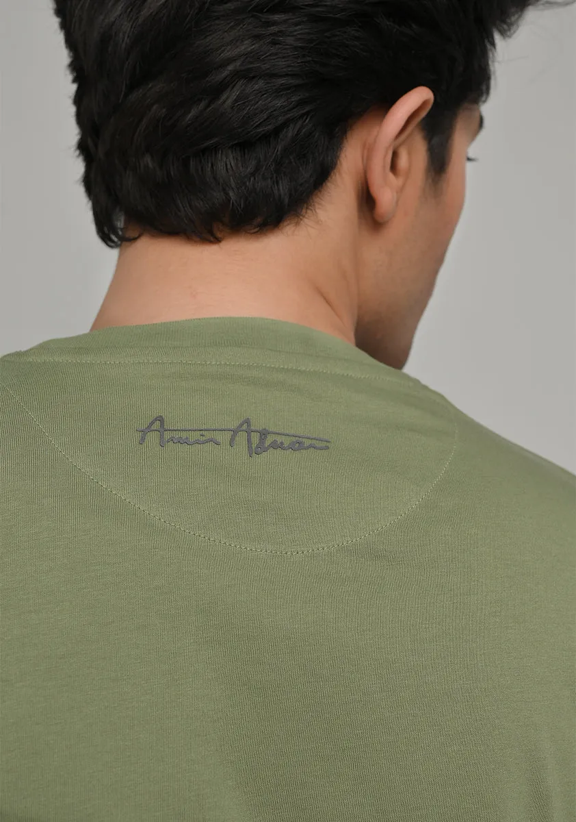 Basic Jersey Round Neck Cuban Green T-Shirt