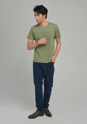 Basic Jersey Round Neck Cuban Green T-Shirt