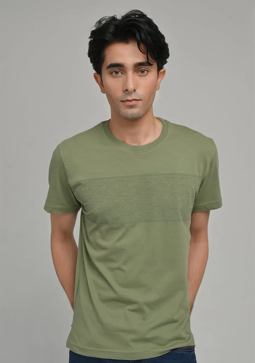 Basic Jersey Round Neck Cuban Green T-Shirt