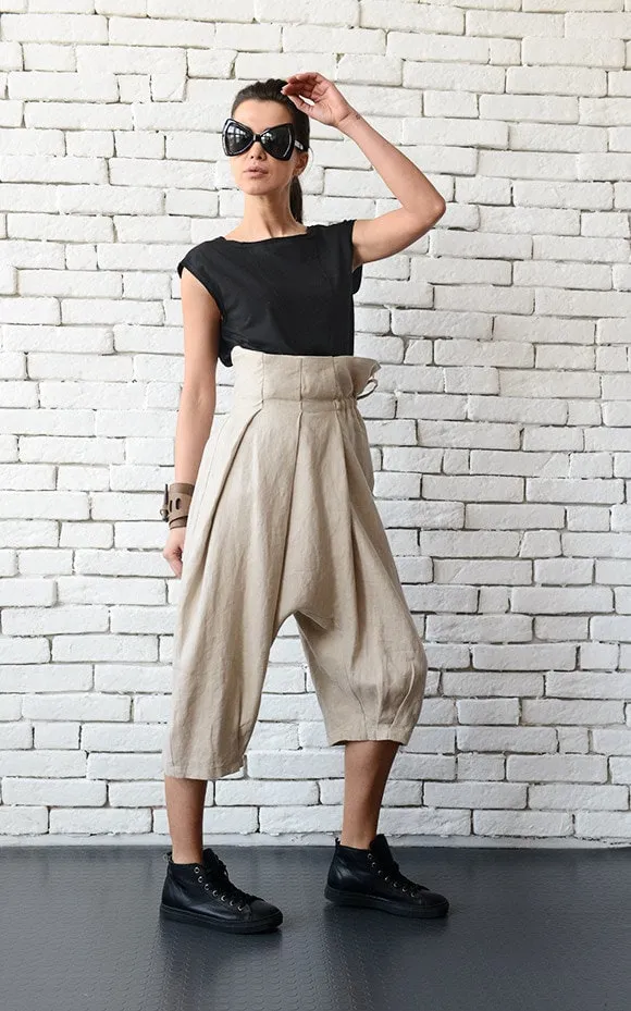 Beige Linen Pants