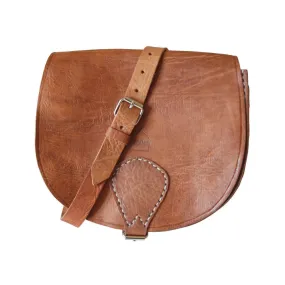 Berber Leather Large Leather Saddle Bag Half Moon - Tan