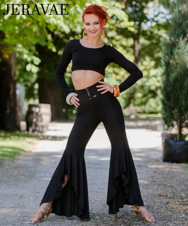 Body Positive Senga Dancewear BRANDO Women's Black Practice/Teaching Asymmetrical Flared Dance Pants Sizes XL-4XL PRA 963 in Stock