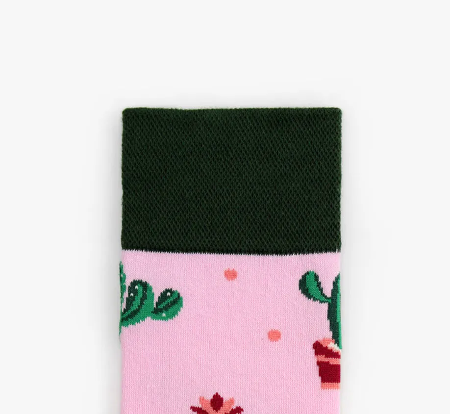 Crew Socks | Mismatched Socks - Cactus