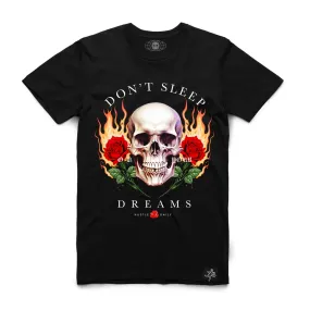 DSD FLAME ROSE SKULL TEE BLACK