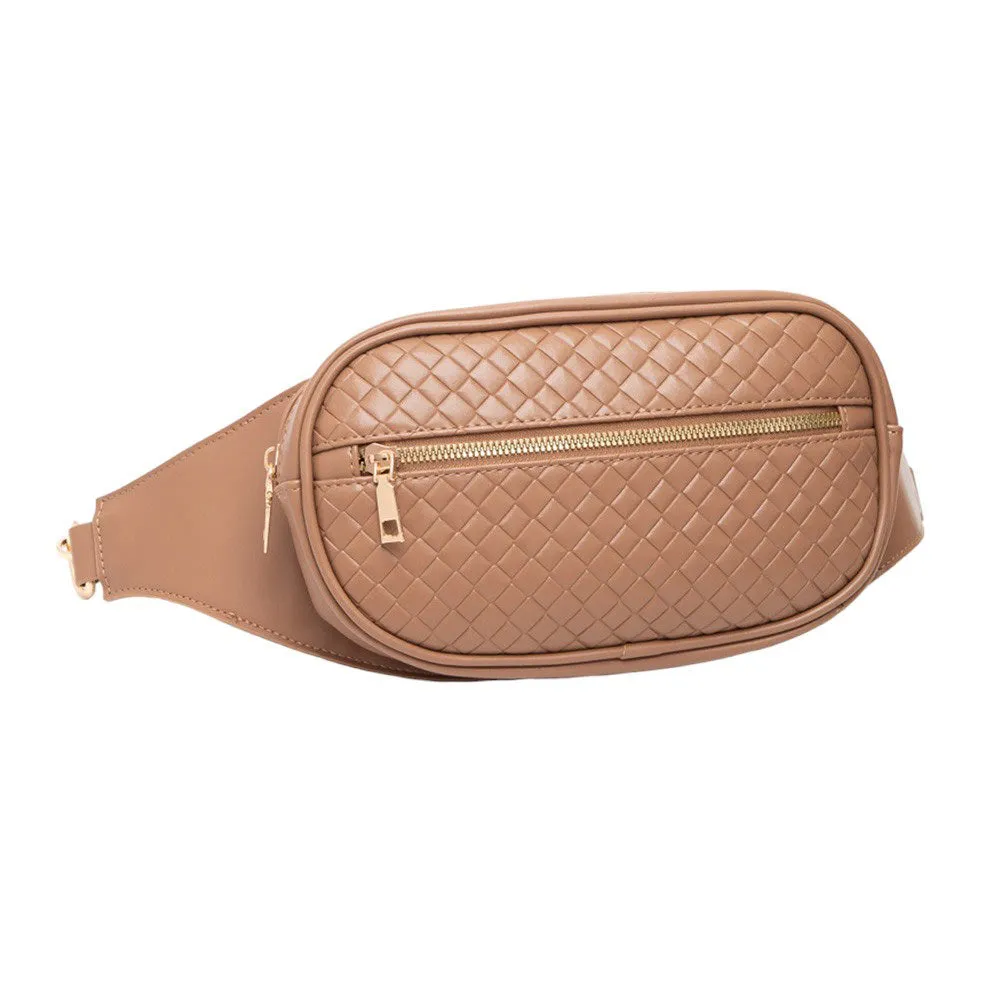 Faux Braided Leather Mini Sling Bag