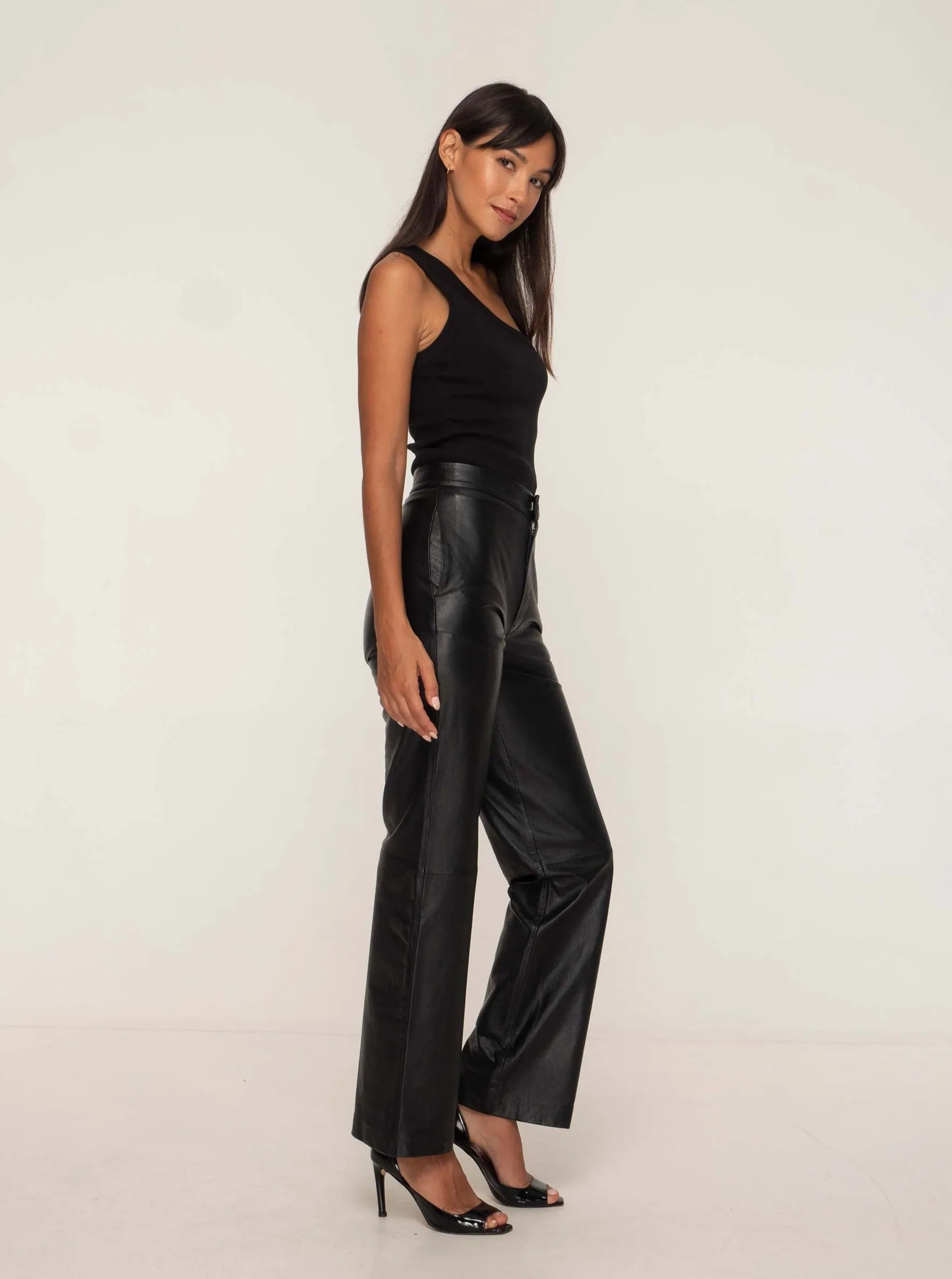 GIANNA LEATHER TROUSER - BLACK