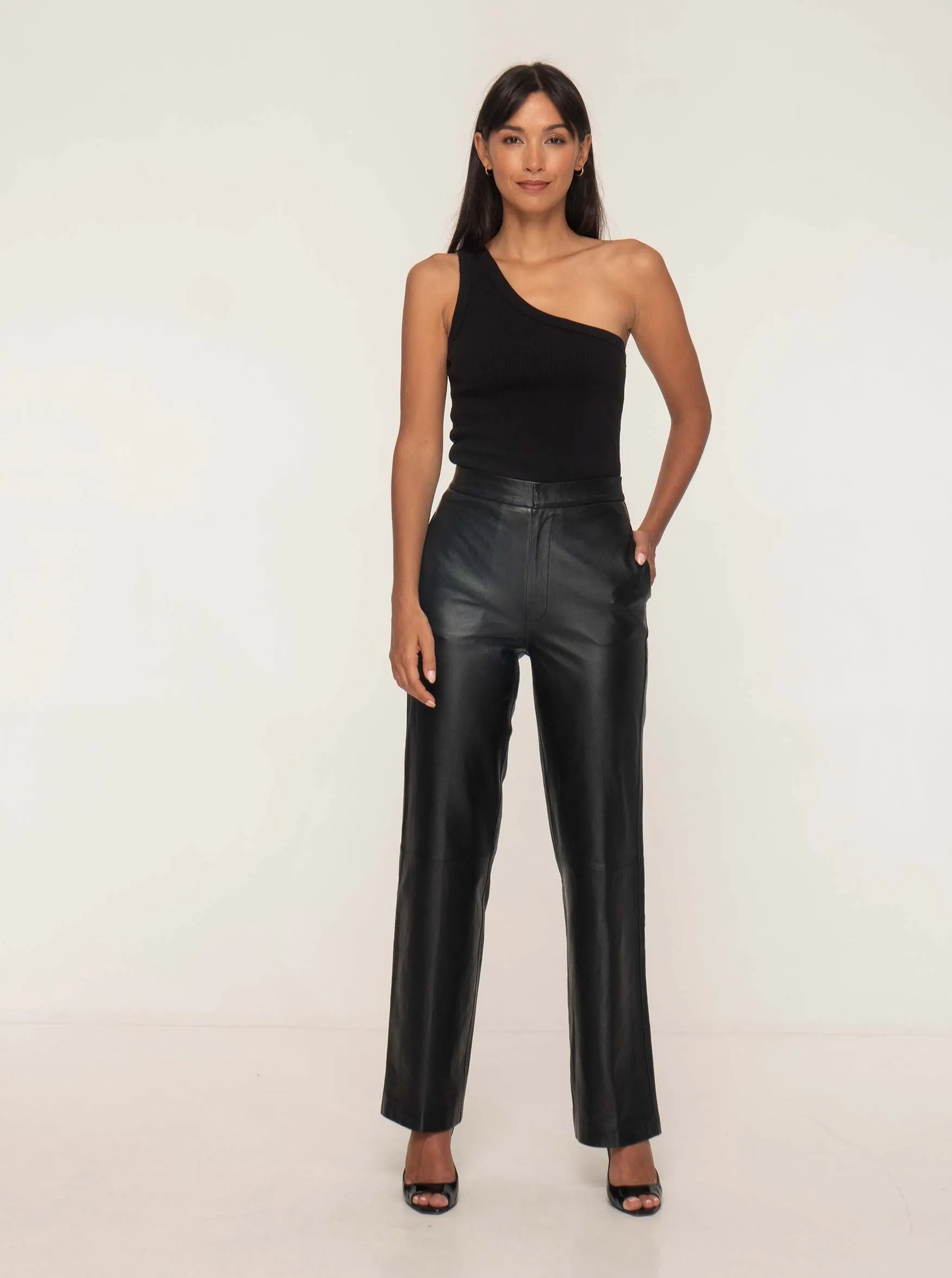 GIANNA LEATHER TROUSER - BLACK