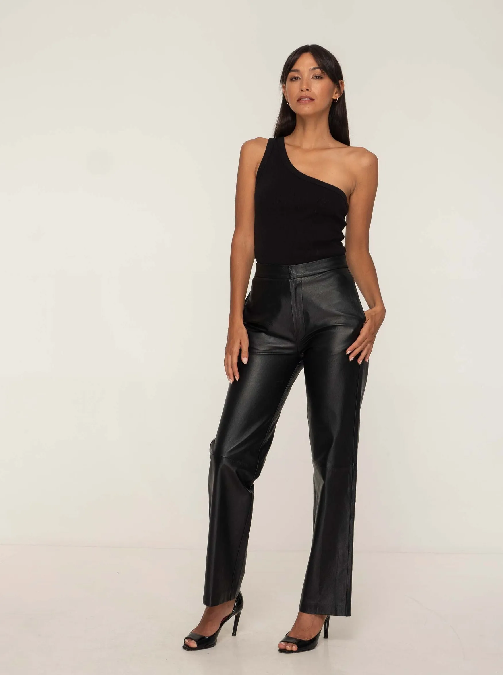 GIANNA LEATHER TROUSER - BLACK