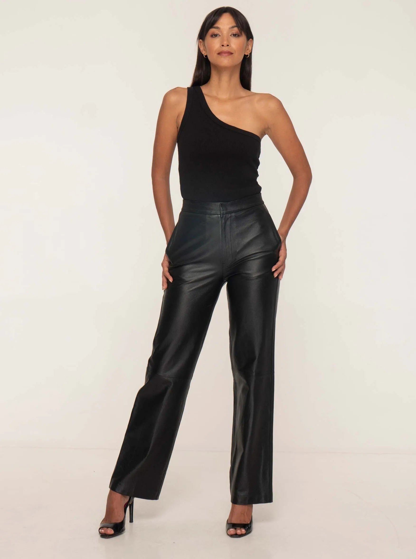 GIANNA LEATHER TROUSER - BLACK