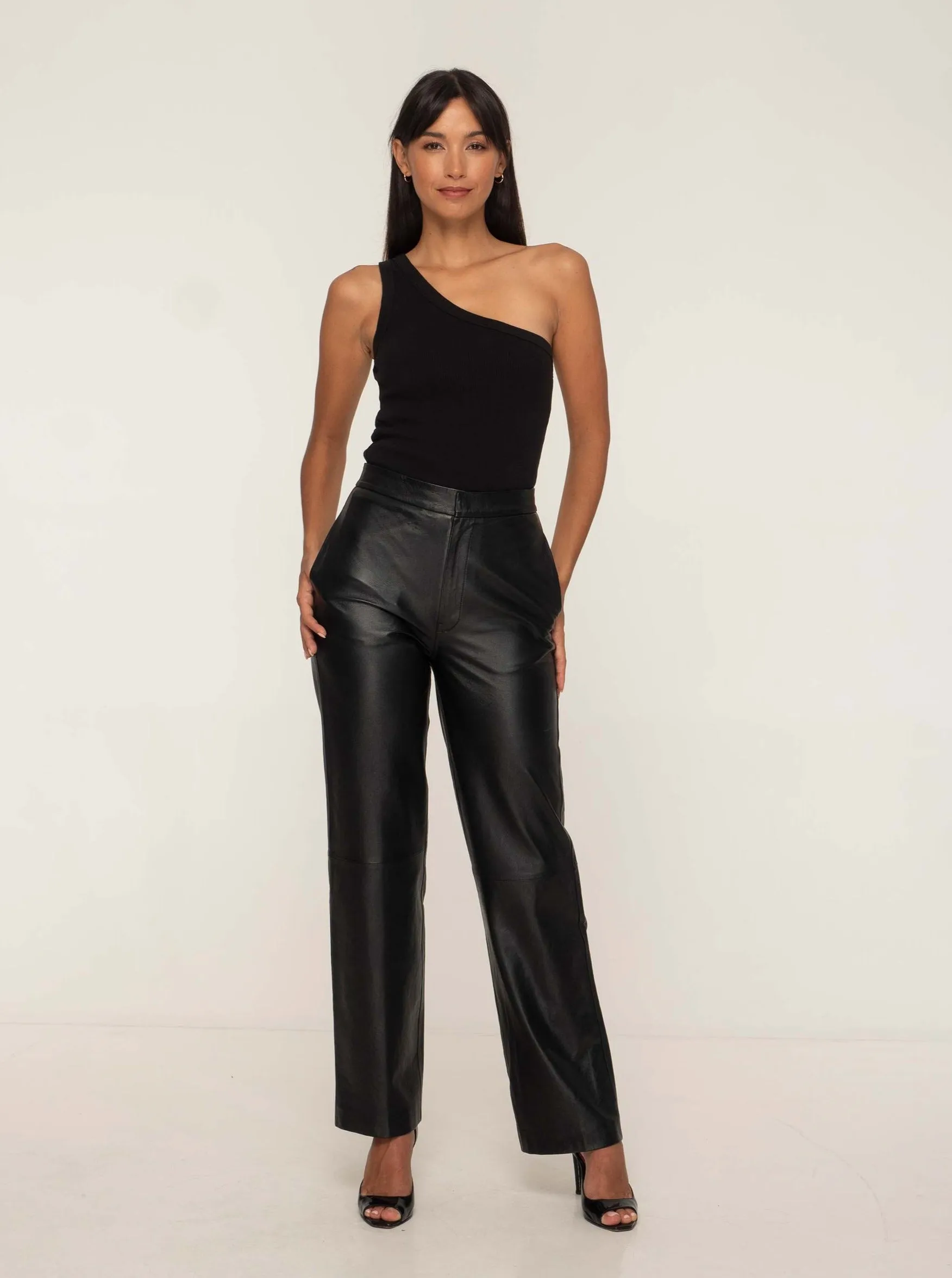 GIANNA LEATHER TROUSER - BLACK