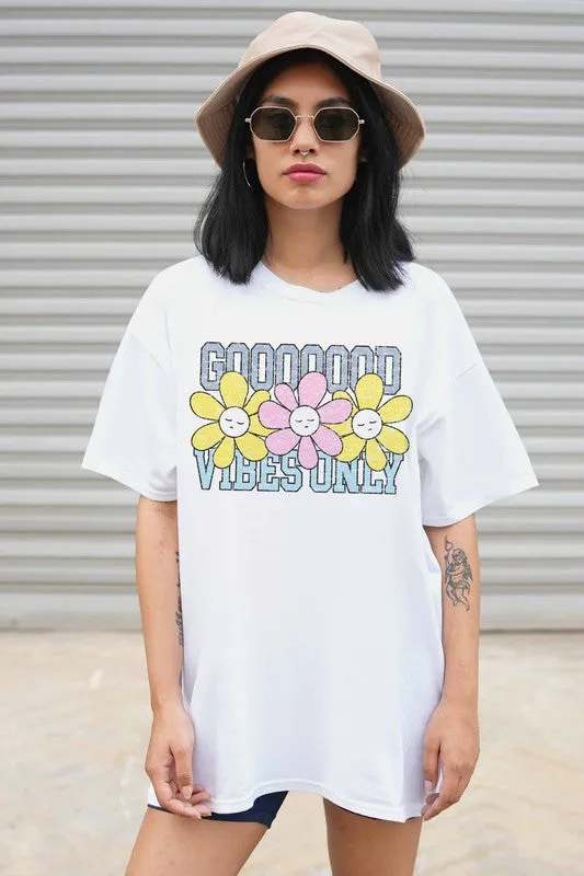 GOOD VIBES ONLY GRAPHIC TEE PLUS SIZE