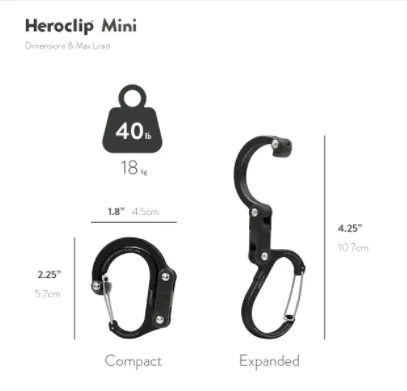 Heroclip Mini Gear Clip Stealth Black