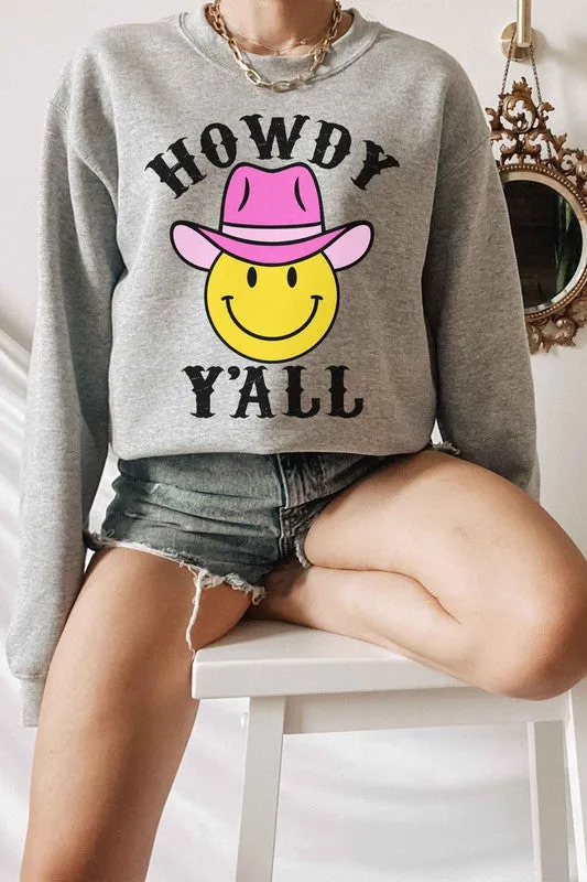 HOWDY YALL SMILEY GRAPHIC SWEATSHIRT