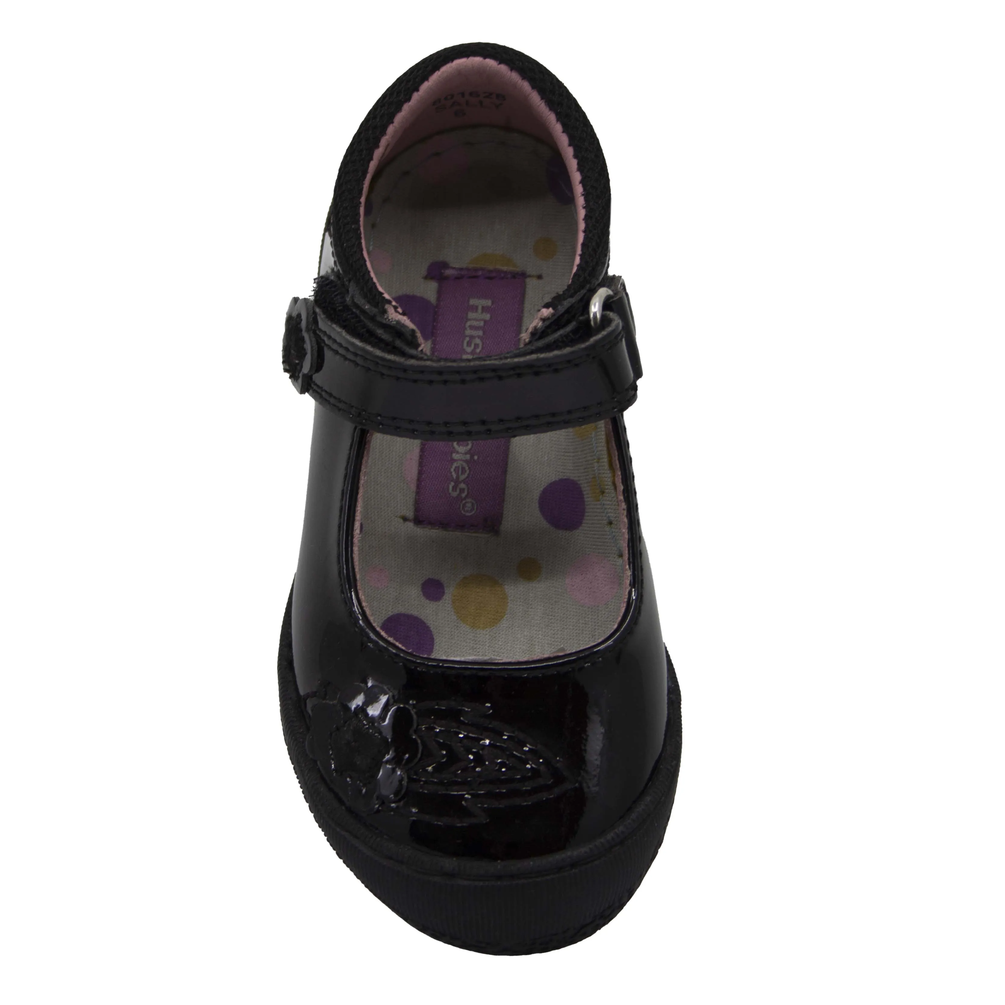 Hush Puppies Sally Girls Black Patent Leather Kids School Shoes H801628