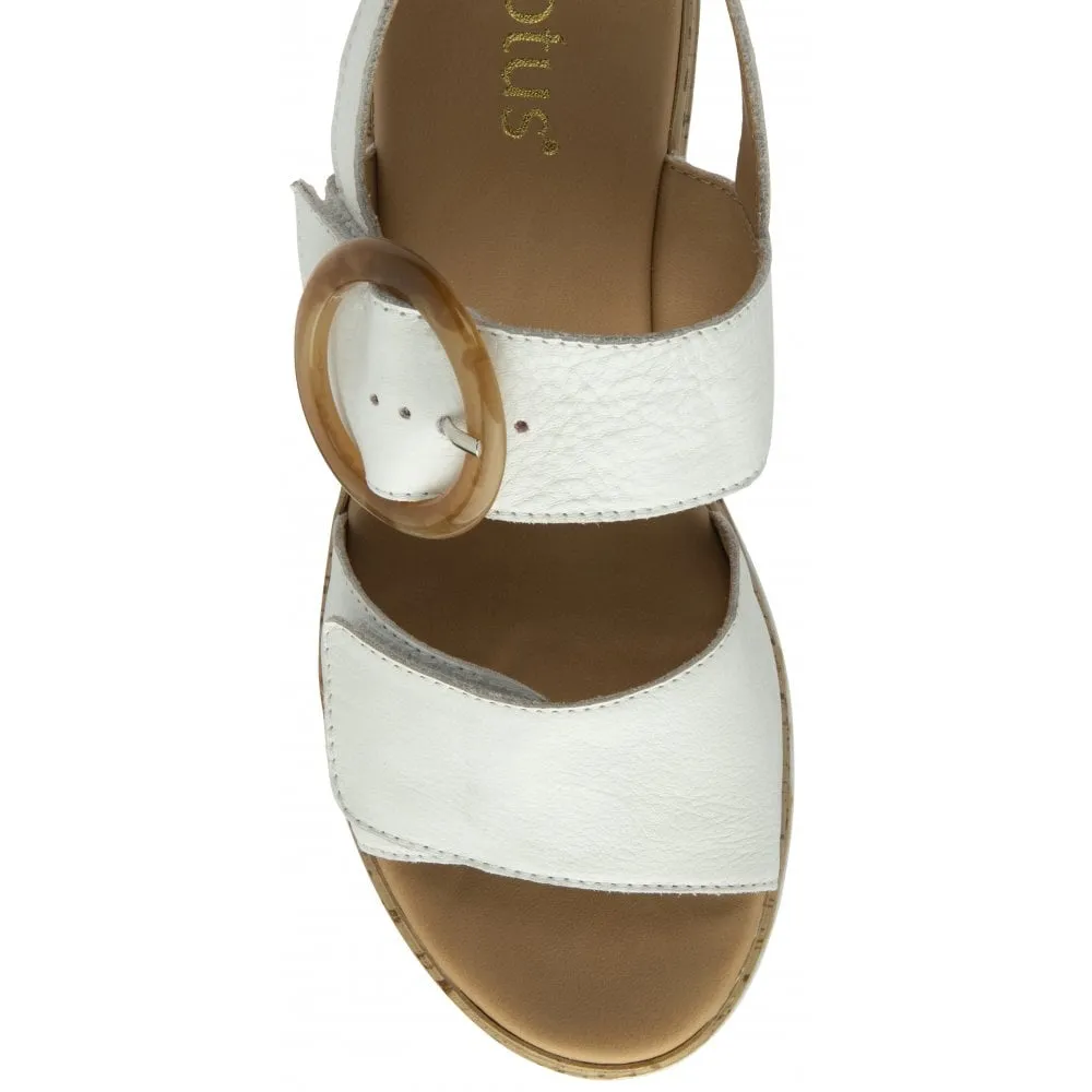 Lotus Cammie Leather Flatform Sandal White