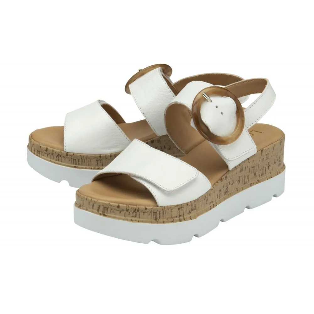 Lotus Cammie Leather Flatform Sandal White