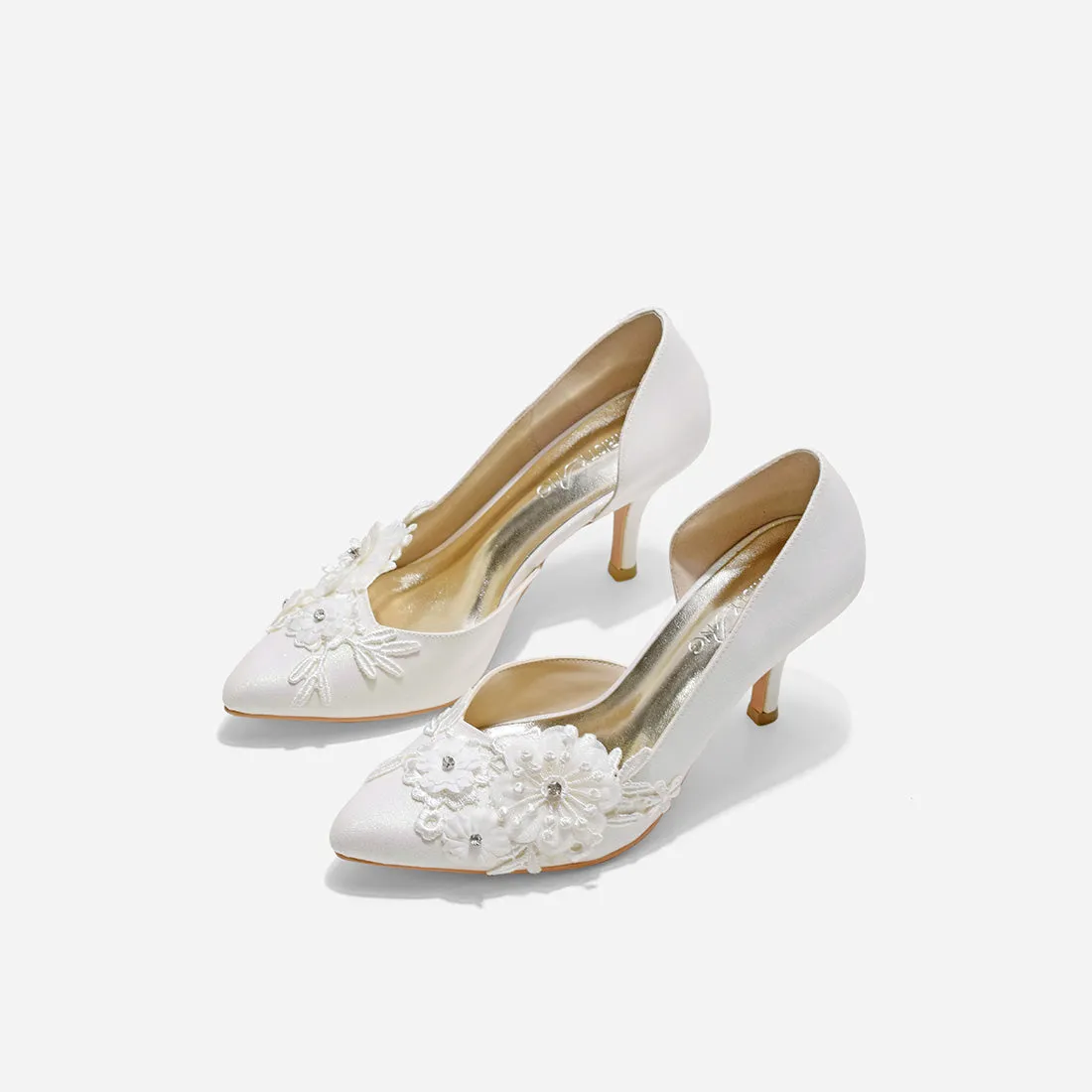 Mell Lace Cynthia White Glitter Heels