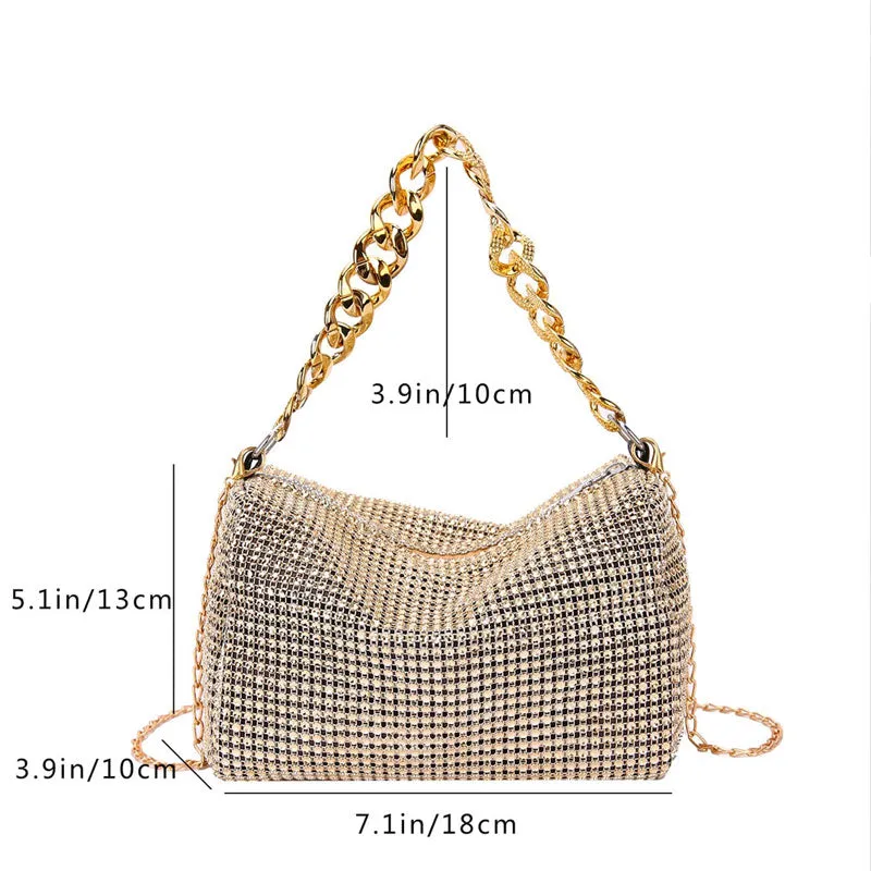 Mini Rhinestone Decor Square Hand Bags for Girls