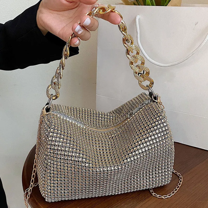 Mini Rhinestone Decor Square Hand Bags for Girls