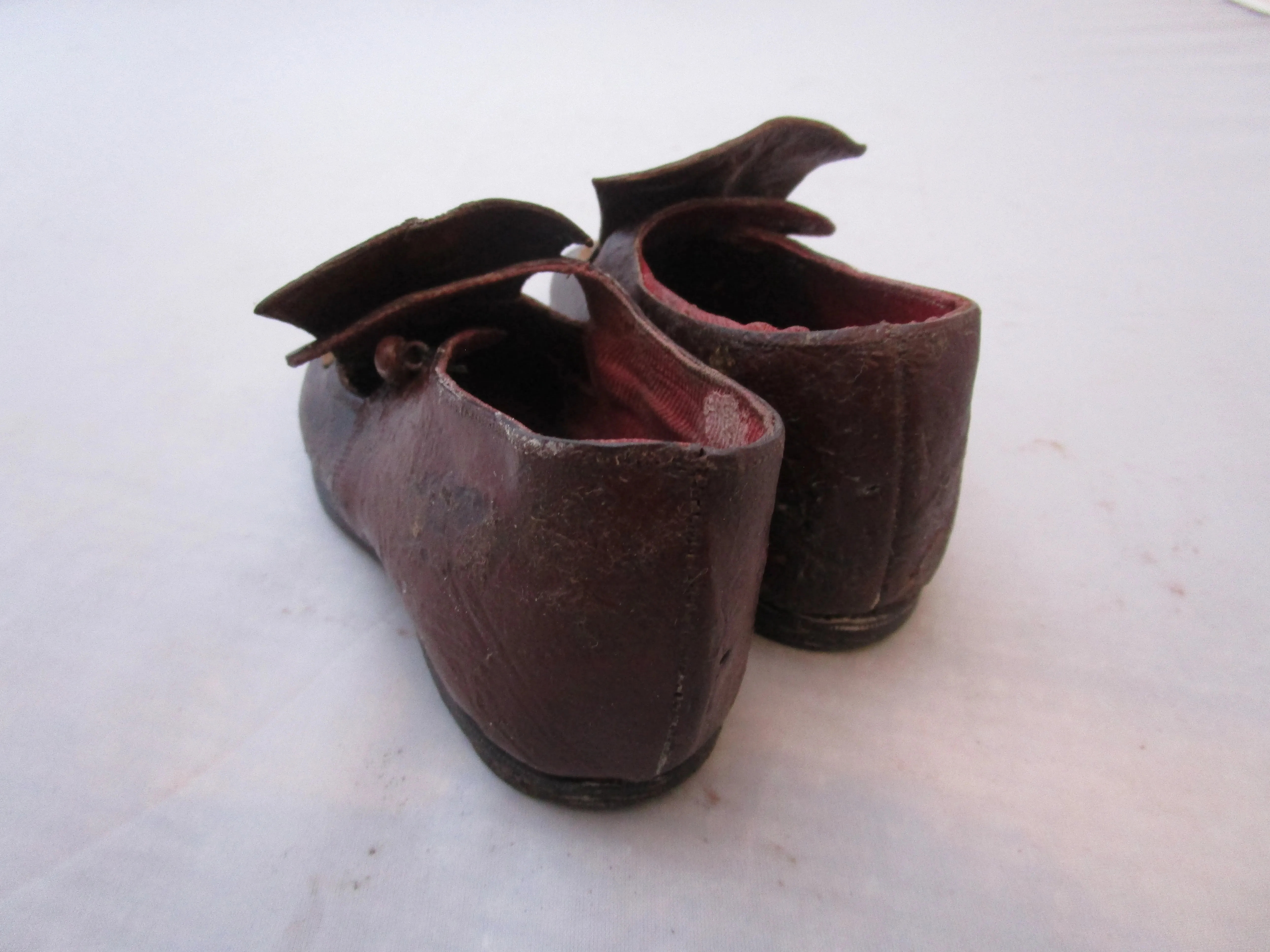 Pair Of Leather Childs Shoes Antique Victorian c1890