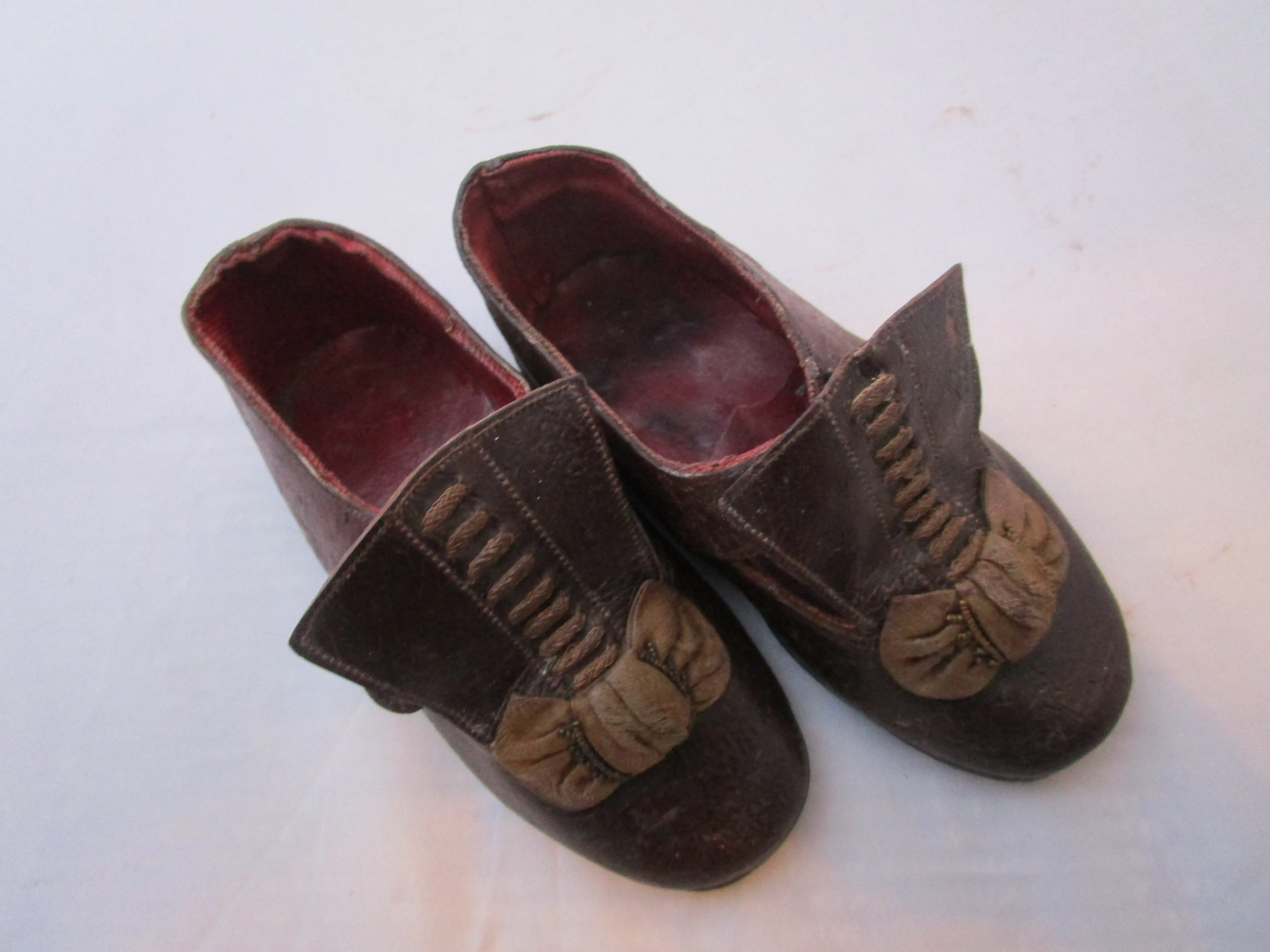 Pair Of Leather Childs Shoes Antique Victorian c1890