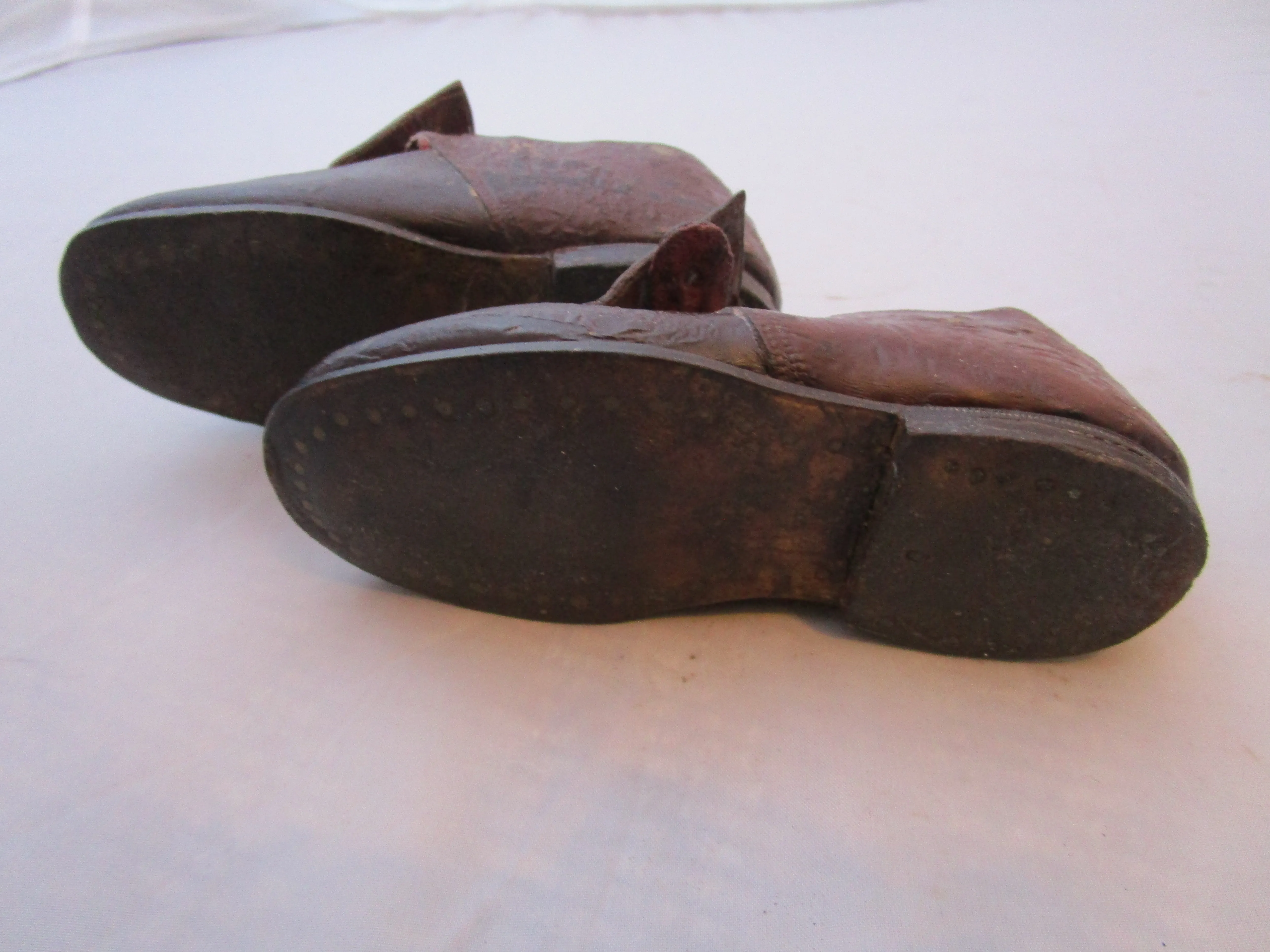 Pair Of Leather Childs Shoes Antique Victorian c1890