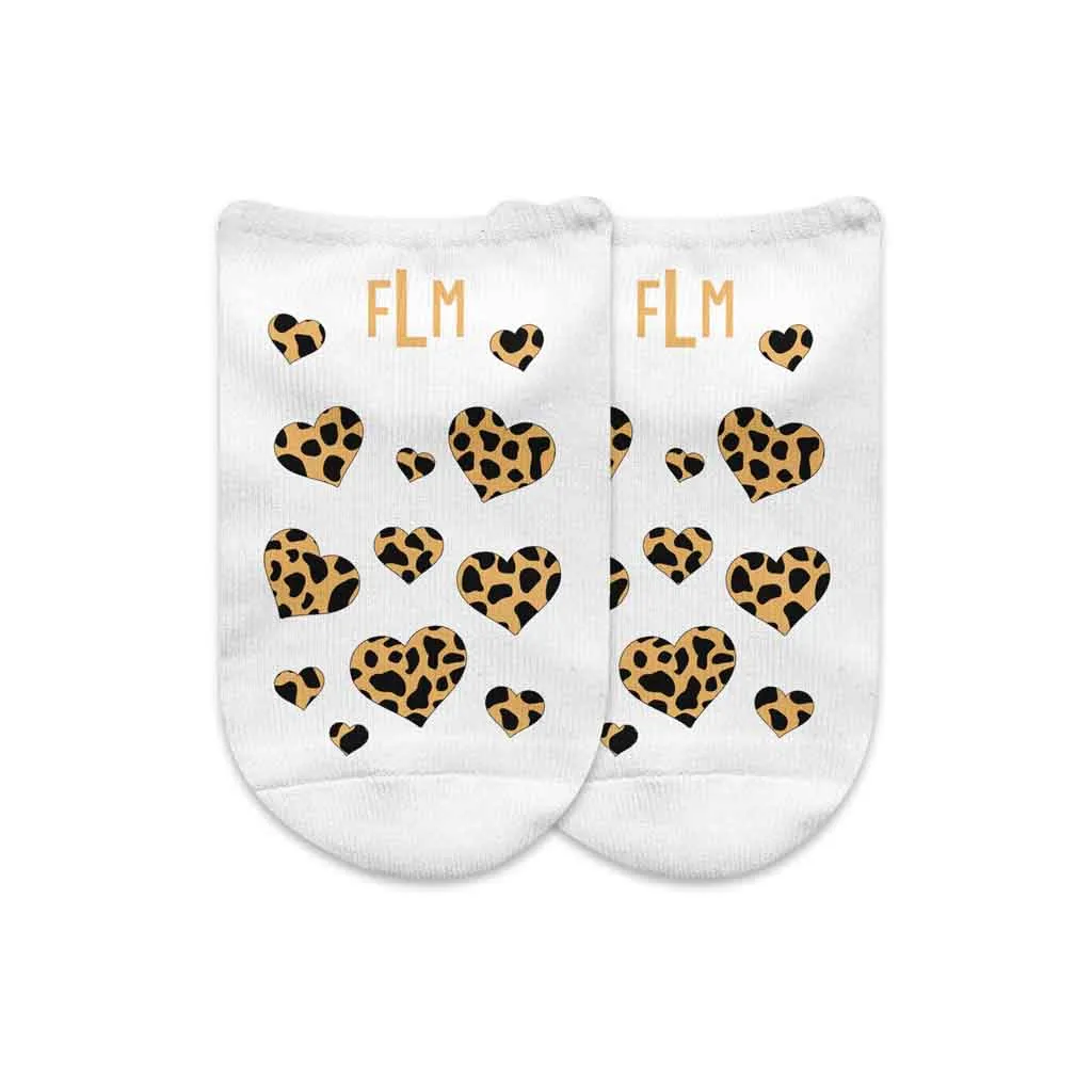 Personalized Monogram Socks with Animal Print Hearts in Gift Box