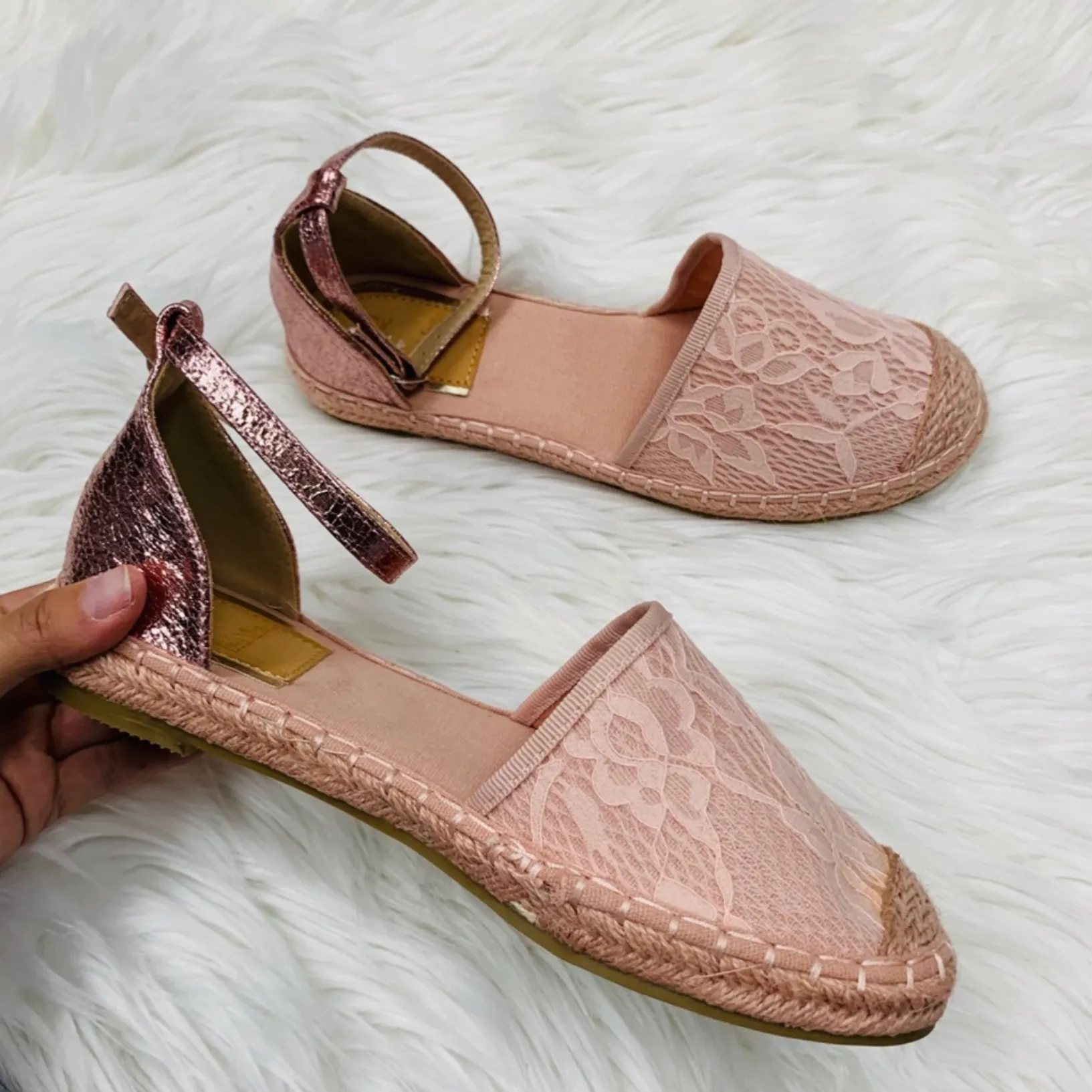 Pink Lace Espadrille Sandal