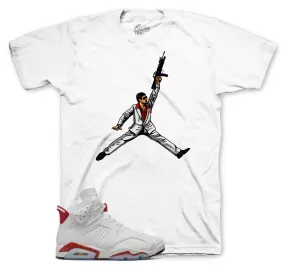 Retro 6 Red Cement Shirt - Air Tony - White