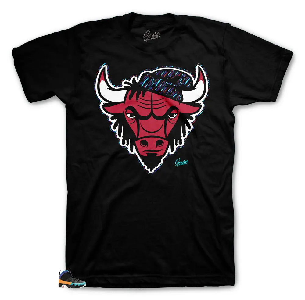 Retro 9 Dream It Shirt - Rasta Bull - Black