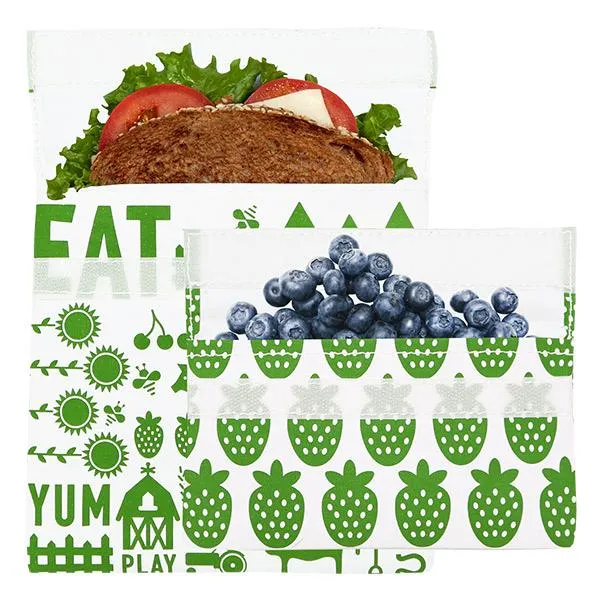 Reusable Velcro Sandwich Bag   Snack Bag 2-Pack Bundle Farm