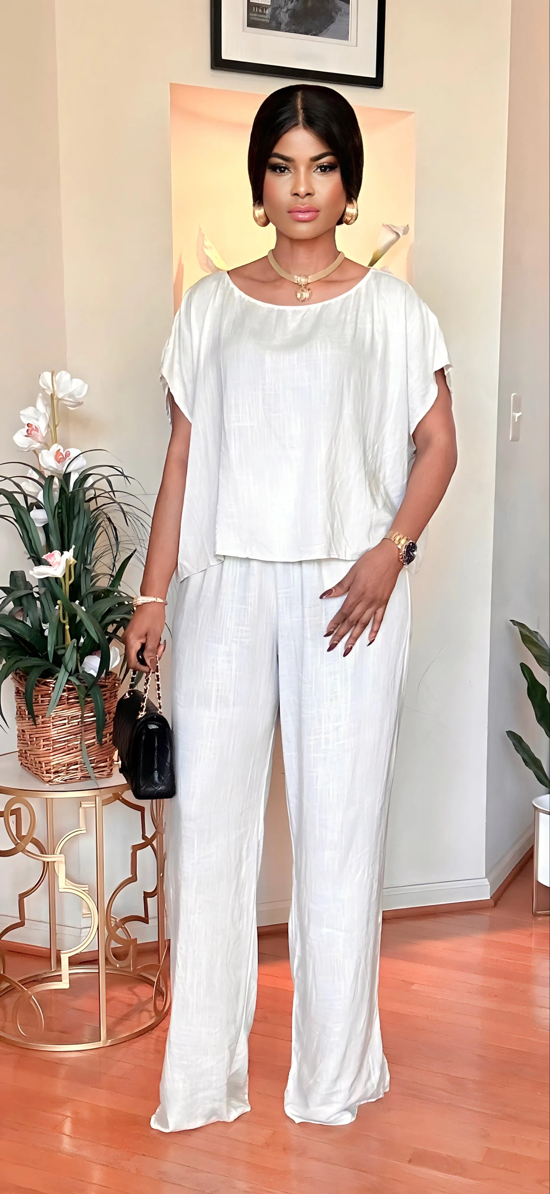 SUMMER VIBES LINEN SET(OFF WHITE)