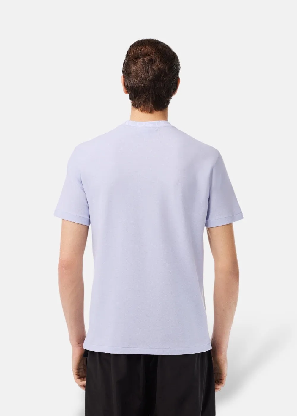 T-shirt Lacoste logo sur le col bleu gris 2K24