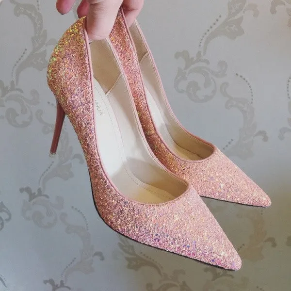 The Kosta Wedding Bridal Glitter Black / Pink / Gold Heels