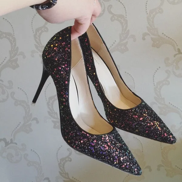 The Kosta Wedding Bridal Glitter Black / Pink / Gold Heels