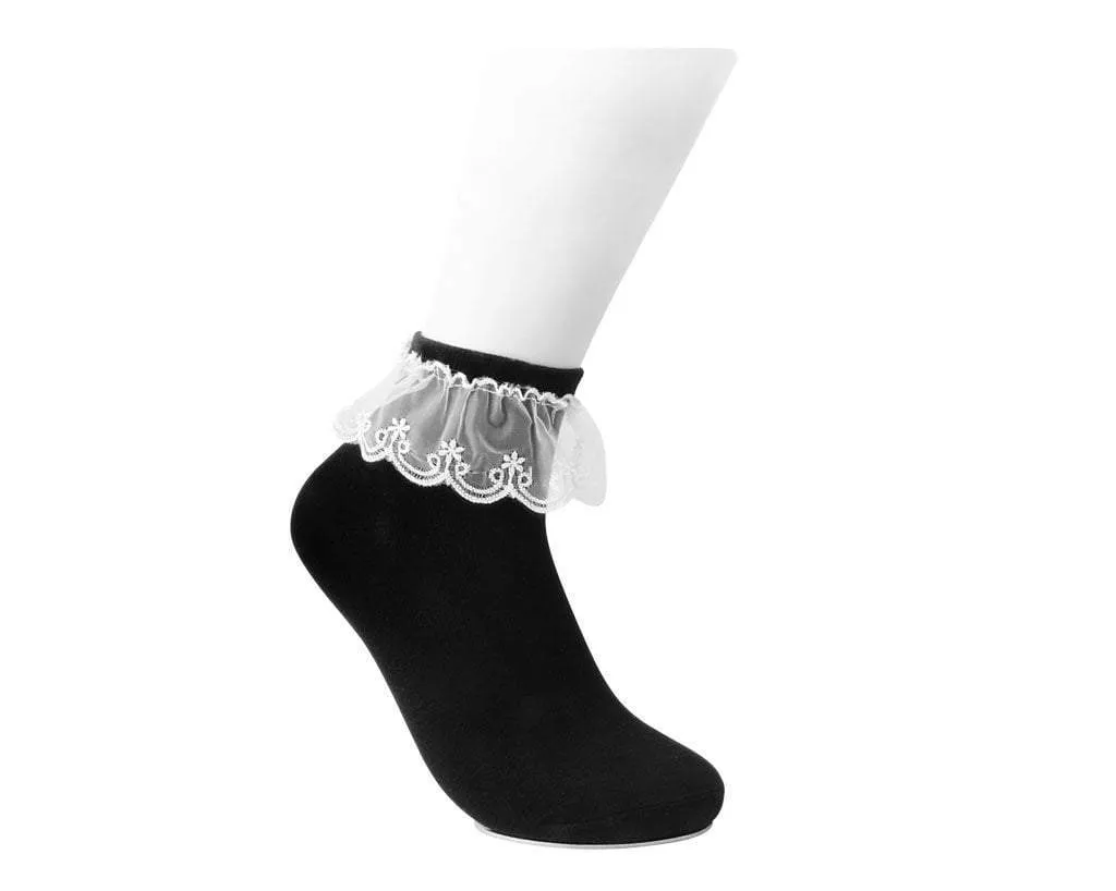 Women's Black Lace Eyelet Sock