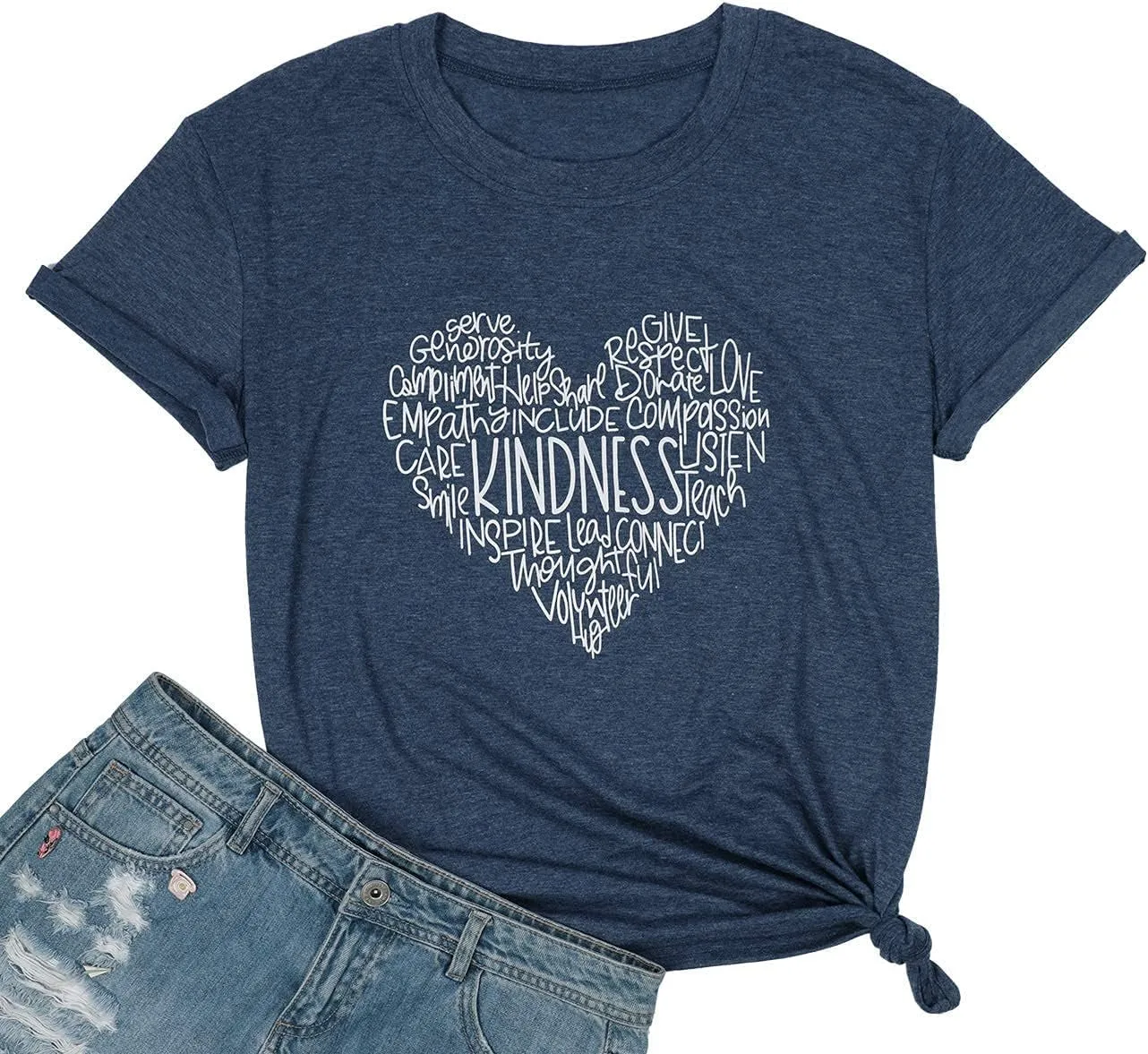 Womens Kindness Graphic T-Shirt: Cute Be Kind Graphic Tees Inspirational Letter Shirt Teacher Casual Tops