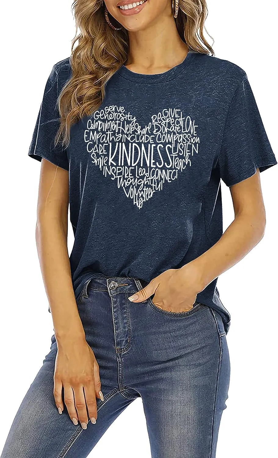 Womens Kindness Graphic T-Shirt: Cute Be Kind Graphic Tees Inspirational Letter Shirt Teacher Casual Tops