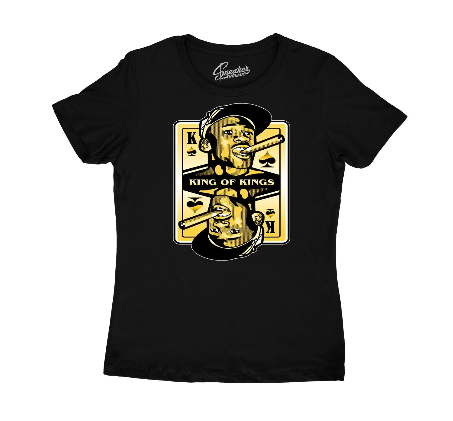 Womens University Gold 9 Shirt - King Of Kings - Black